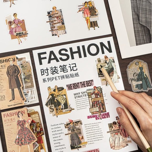 1950 Vintage Fashion Waterproof Sticker Pack - Picture 1 of 12